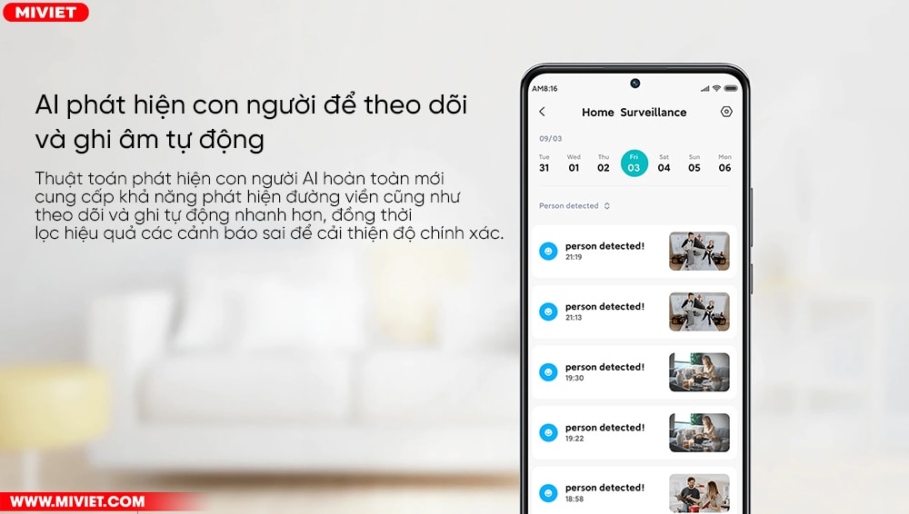 Camera giám sát Xiaomi 360 1080p C200 - Quốc Tế - Chính Hãng - Best Seller Phát hiện chuyển động và cảnh báo tức thì