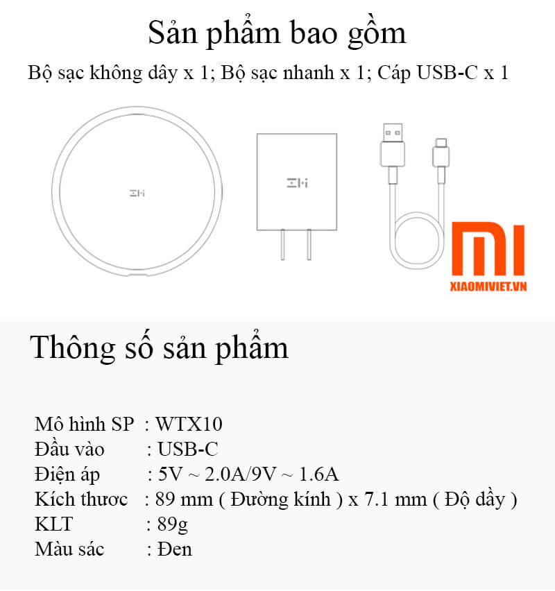 Sạc Không Dây Xiaomi ZMI WXT10 Sạc Không Dây Xiaomi ZMI WXT10