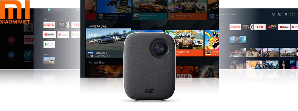Máy chiếu Xiaomi 4K Mini Portable - Mi Smart Compact Projector 2 - Quốc Tế Chính Hãng Kho nội dung đồ sộ với Android TV 9.0