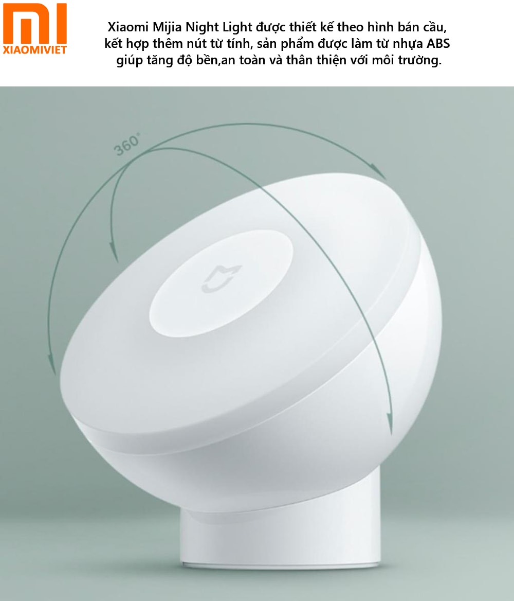 Đèn ngủ cảm biến Hồng Ngoại Xiaomi Mijia Night Light 2 - MJYD02YL Xiaomi Mijia Night Light 2 với thiết kế xoay 360 độ