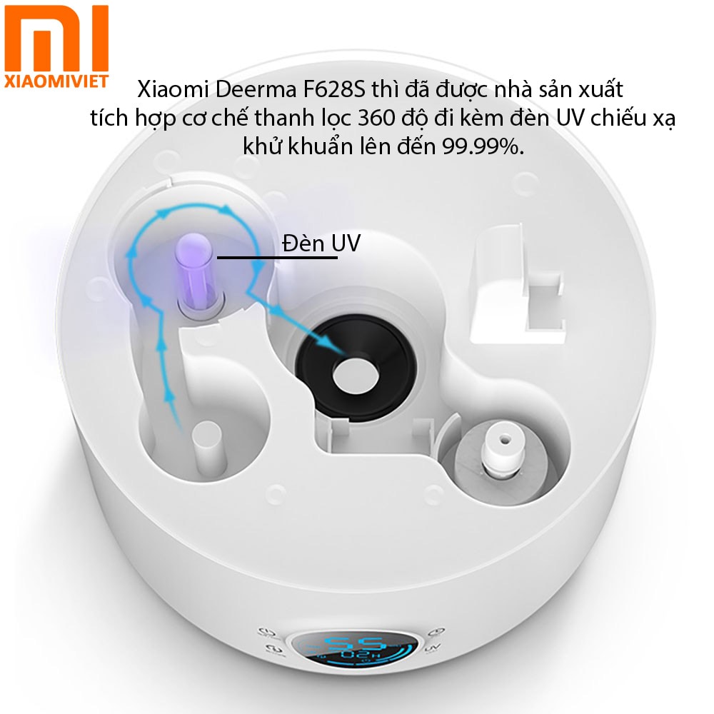 Máy Phun Sương Tạo Ẩm Deerma F628S Đèn diệt khuẩn UV được trang bị trên Xiaomi Deerma F628S