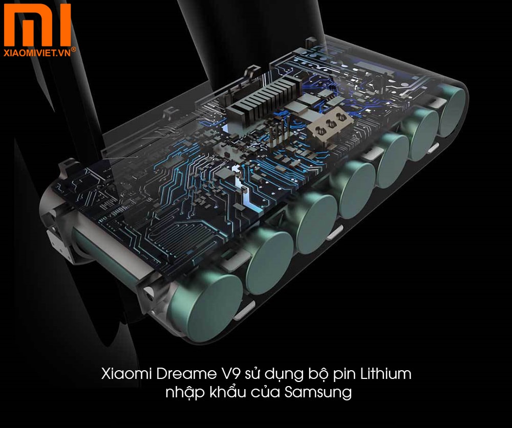 Máy hút bụi cầm tay Xiaomi Dreame V9 Xiaomi Dreame V9 sử dụng bộ pin Lithium nhập khẩu của Samsung
