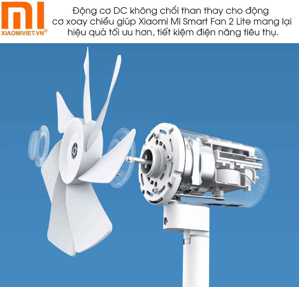 Quạt đứng thông minh Xiaomi Mi Smart Fan 2 Lite (Bản Quốc Tế) Động cơ DC không chổi than