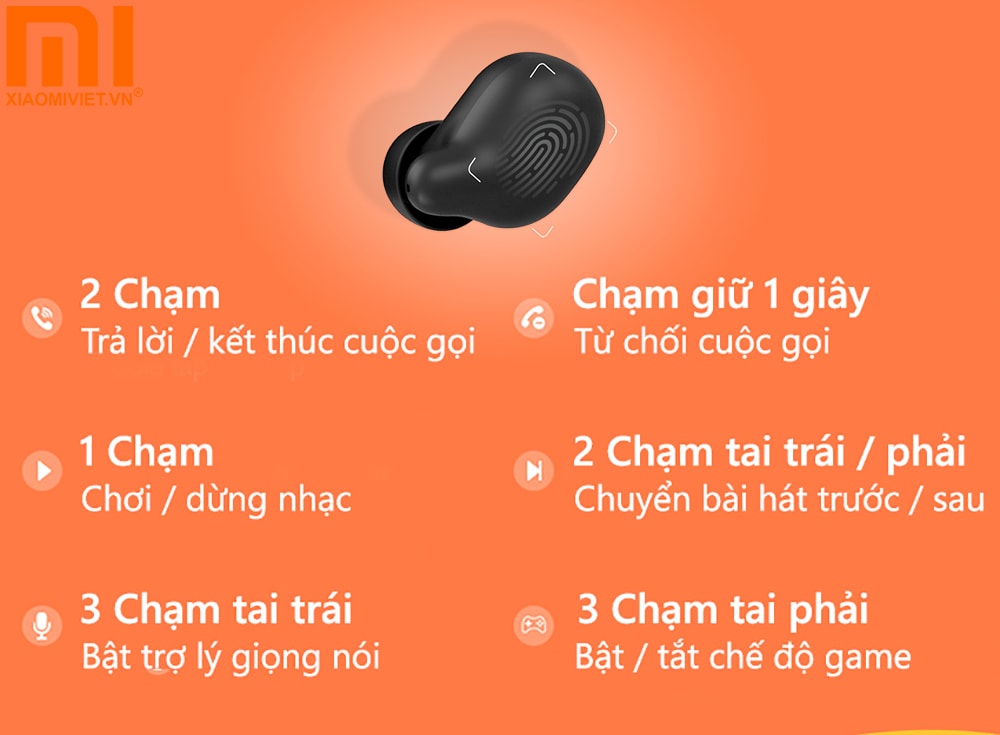 Tai nghe Bluetooth True Wireless Xiaomi Haylou T15 Điều khiển cảm ứng nhạy bén và nhanh chóng