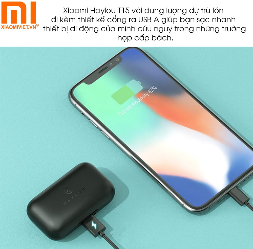 Tai nghe Bluetooth True Wireless Xiaomi Haylou T15 Pin khủng kiêm sạc dự phòng