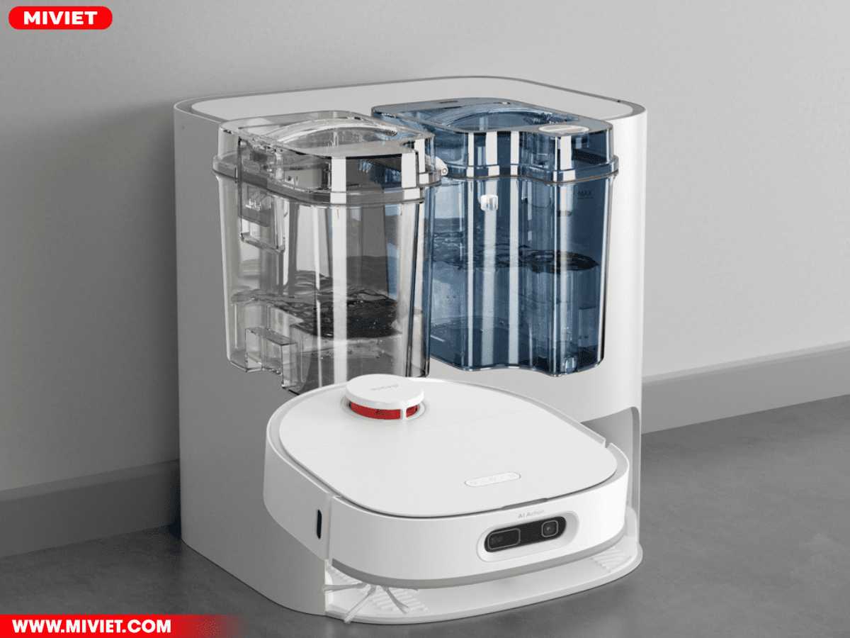 Robot hút bụi lau nhà Dreame Bot W10 Pro - Tự động giặt giẻ, sấy khô - Camera AI - Bản quốc tế Hệ thống làm sạch khăn lau và sấy khô bằng gió nóng