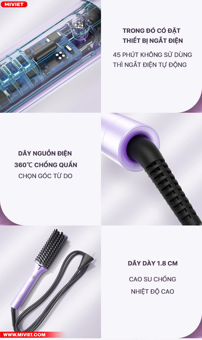 Lược điện chải tóc, tạo kiểu tóc ShowSee E1-V Dây điện dài 1.8m linh hoạt trong di chuyển