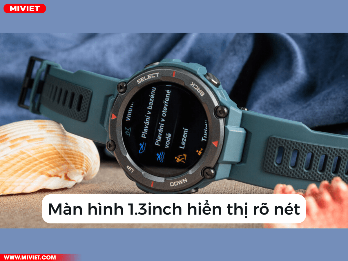 Đồng hồ thông minh Amazfit T-Rex Pro Đồng hồ thông minh Amazfit T-Rex Pro hiện thị rõ nét.