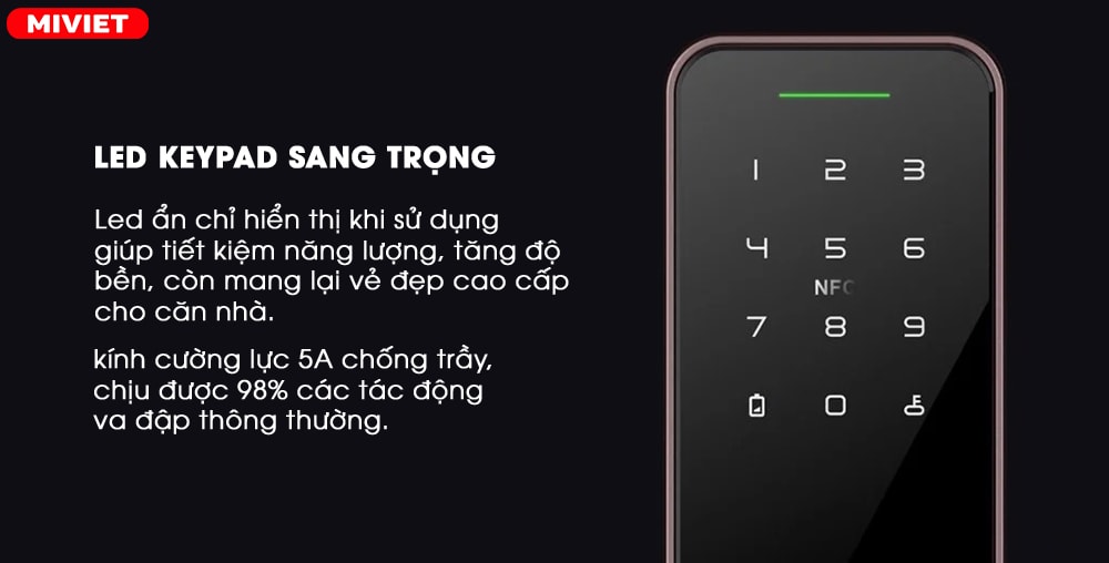 Khóa Cửa Thông Minh Xiaomi Lockin Smart Lock X1 - Bản Quốc Tế - Chính hãng - Đã bao gồm lắp đặt Led Keypad sang trọng, tiết kiệm năng lượng