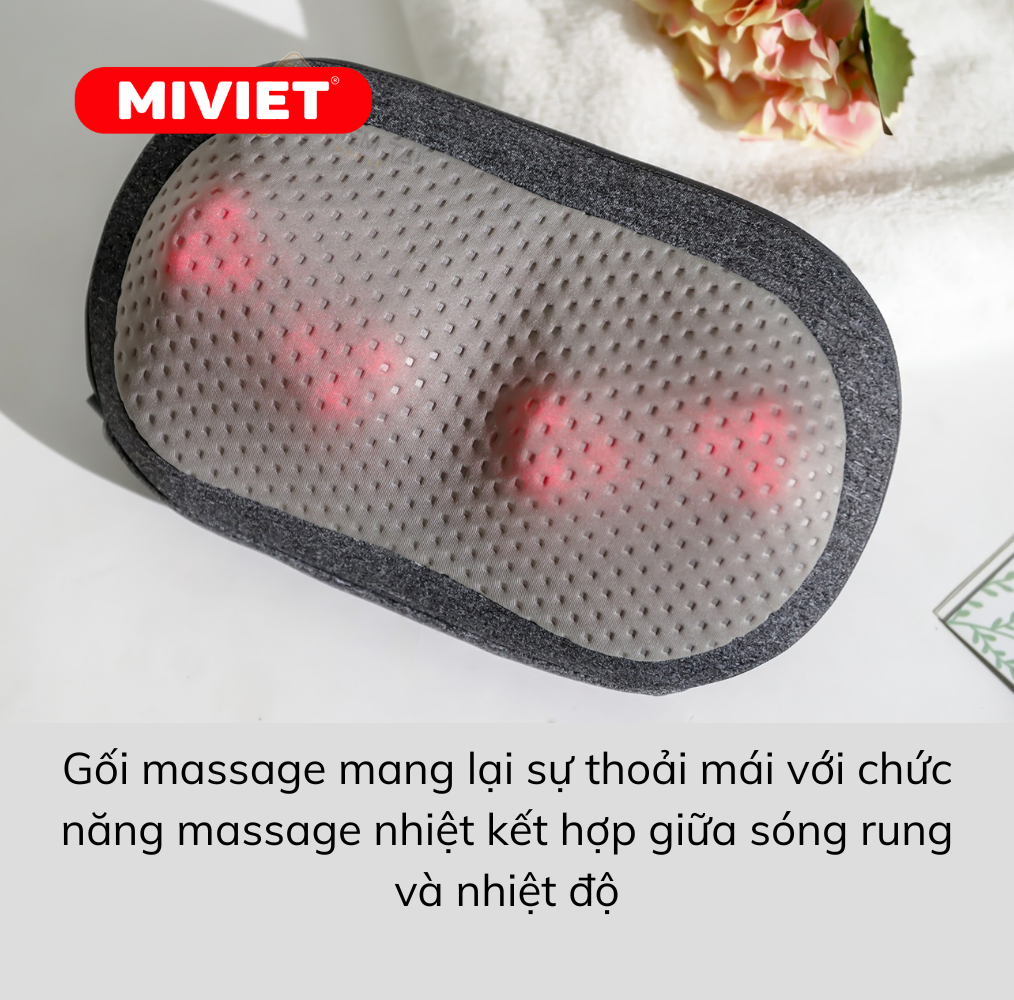 Gối massage nhiệt không dây Leravan LF-YK006 gối massage mang lại sự thoải mái với chức năng massage nhiệt kết hợp giữa sóng rung và nhiệt độ