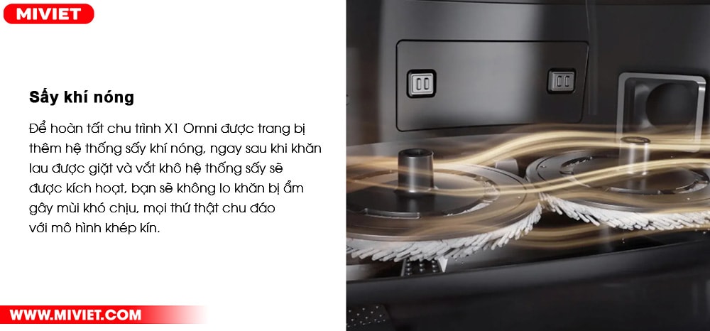 Robot hút bụi lau nhà Ecovacs Deebot X1 Omni - Bản quốc tế - Chính hãng Giặt khăn và làm khô bằng khí nóng