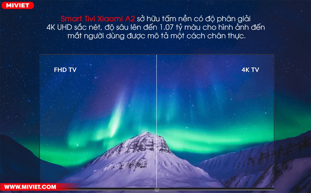 Smart Tivi Xiaomi A2 58 inch - Bản Quốc Tế - Chính Hãng Xiaomi Việt Nam - BH 24 Tháng - Full VAT Màn hình UHD 4K cho trải nghiệm chân thật hoàn hảo