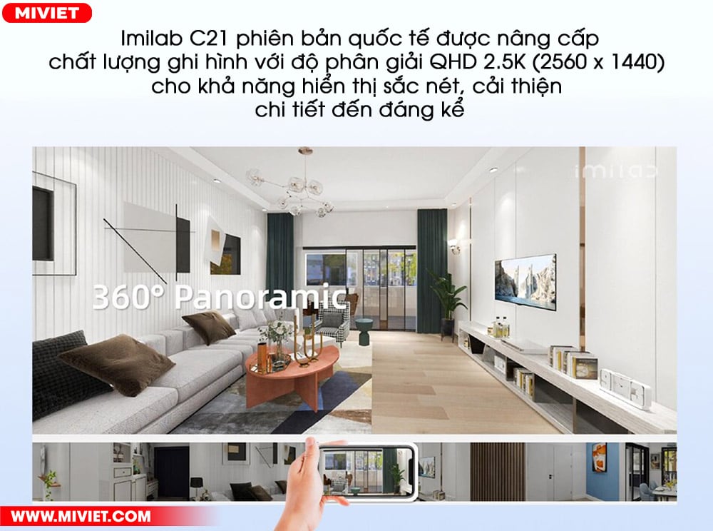 Camera giám sát Xiaomi Imilab C21 2K - Quốc tế - Chính Hãng Imilab C21 phiên bản quốc tế được nâng cấp chất lượng ghi hình với độ phân giải QHD 2.5K (2560 x 1440) cho khả năng hiển thị sắc nét, cải thiện chi tiết đến đáng kể