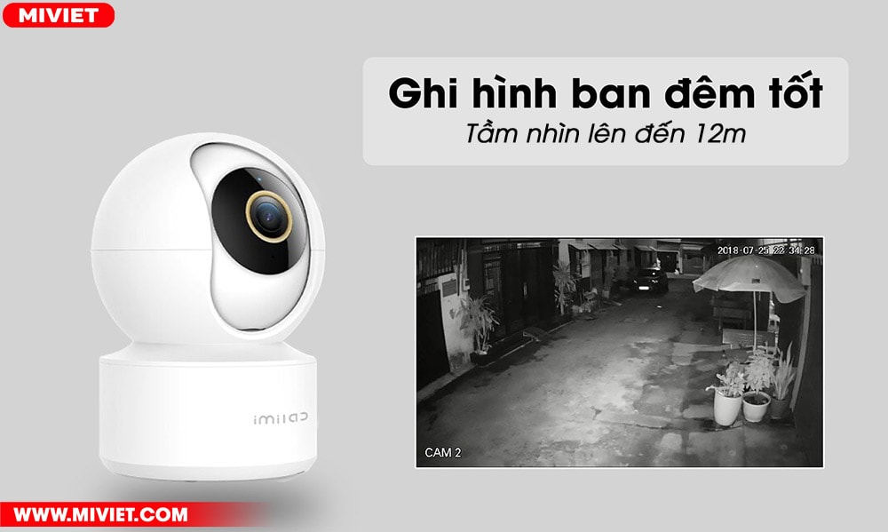 Camera giám sát Xiaomi Imilab C21 2K - Quốc tế - Chính Hãng Quan sát vào ban đêm tốt hơn với tầm nhìn 12m