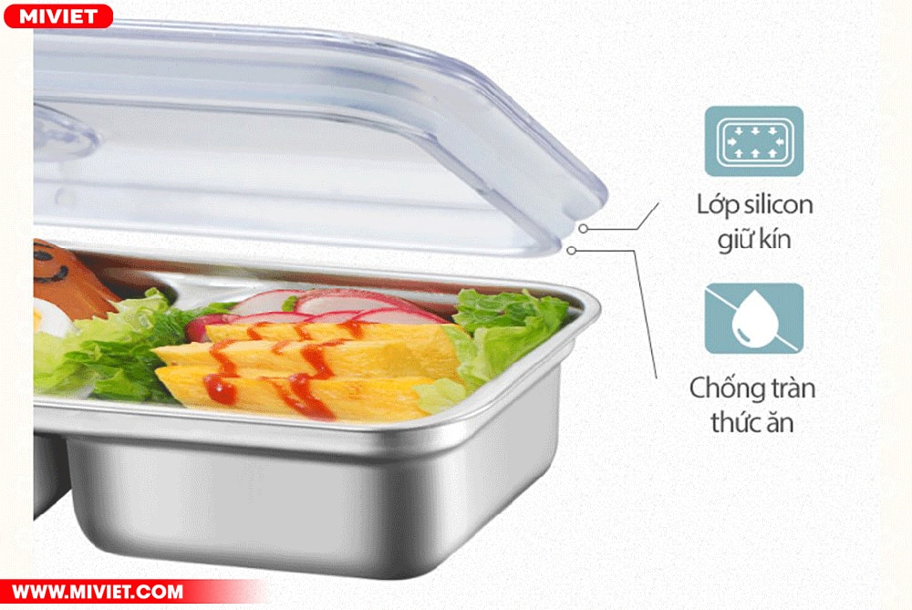 Hộp cơm điện cầm tay mini đa năng Bear DFH-B10J2 - Tiếng Anh - HDSD Tiếng Việt 2 khay đựng chia hộp cơm thành 3 ngăn