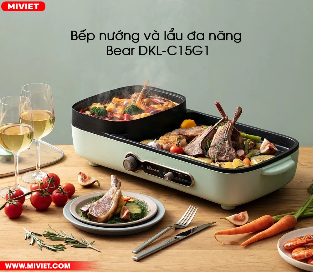 Bếp nướng và lẩu đa năng Bear DKL-C15G1 - Bản Quốc Tế - Tiếng Anh - HDSD Tiếng Việt Bếp nướng và lẩu đa năng Bear DKL-C15G1