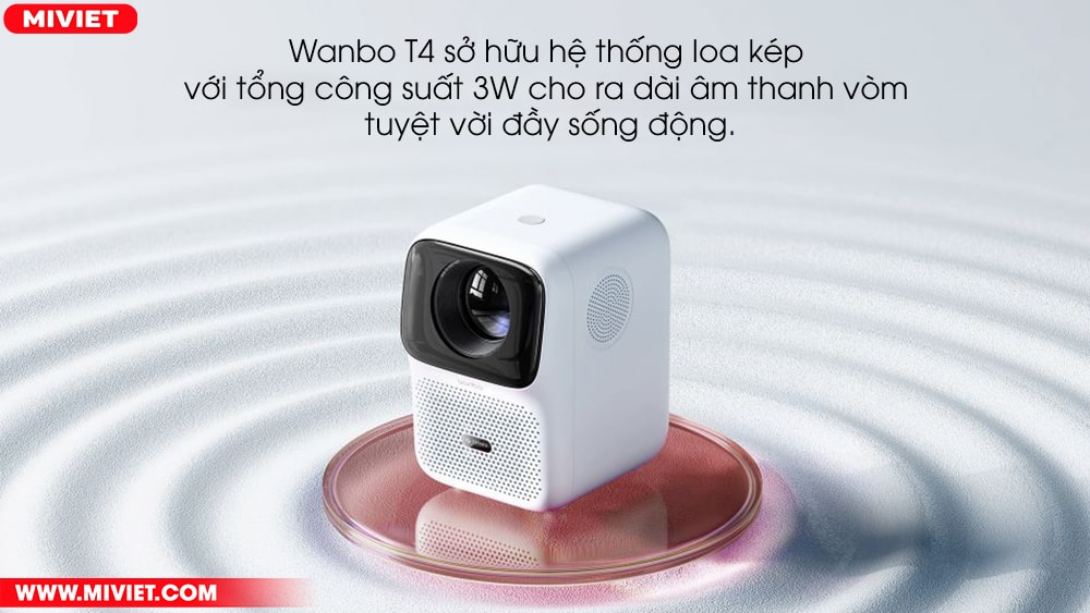 Máy chiếu thông minh Xiaomi Wanbo T4 - Tự Động Lấy Nét - New 2024 Chất âm vòm sống động với hệ thống loa kép