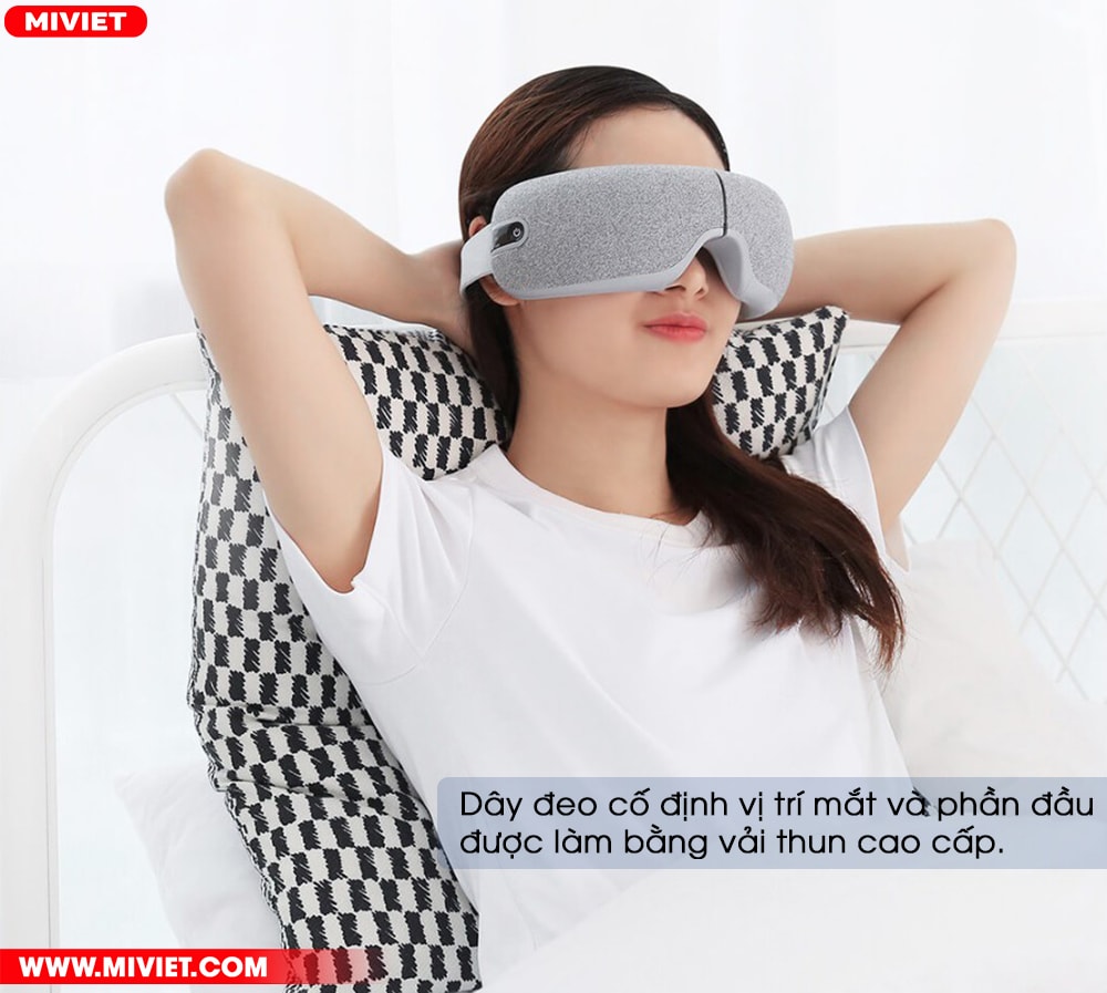 Máy massage mắt Momoda SX322 Dây đeo cố định vị trí mắt và phần đầu được làm bằng vải thun cao cấp