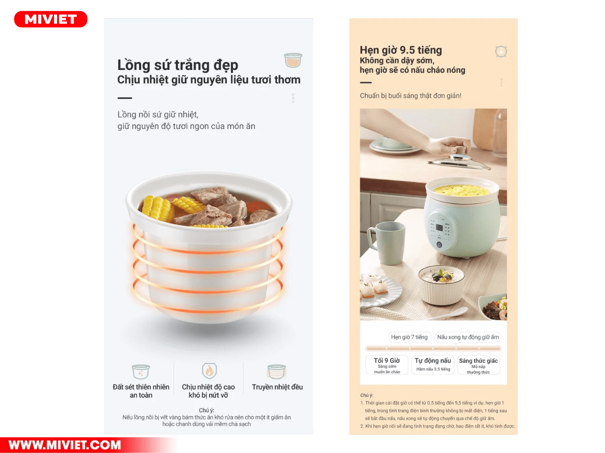 Nồi nấu chậm Bear DDG-D20P1 - Tiếng Anh - HDSD Tiếng Việt Thiết kế của nồi Nồi Nấu Chậm Bear DDG-D20P1