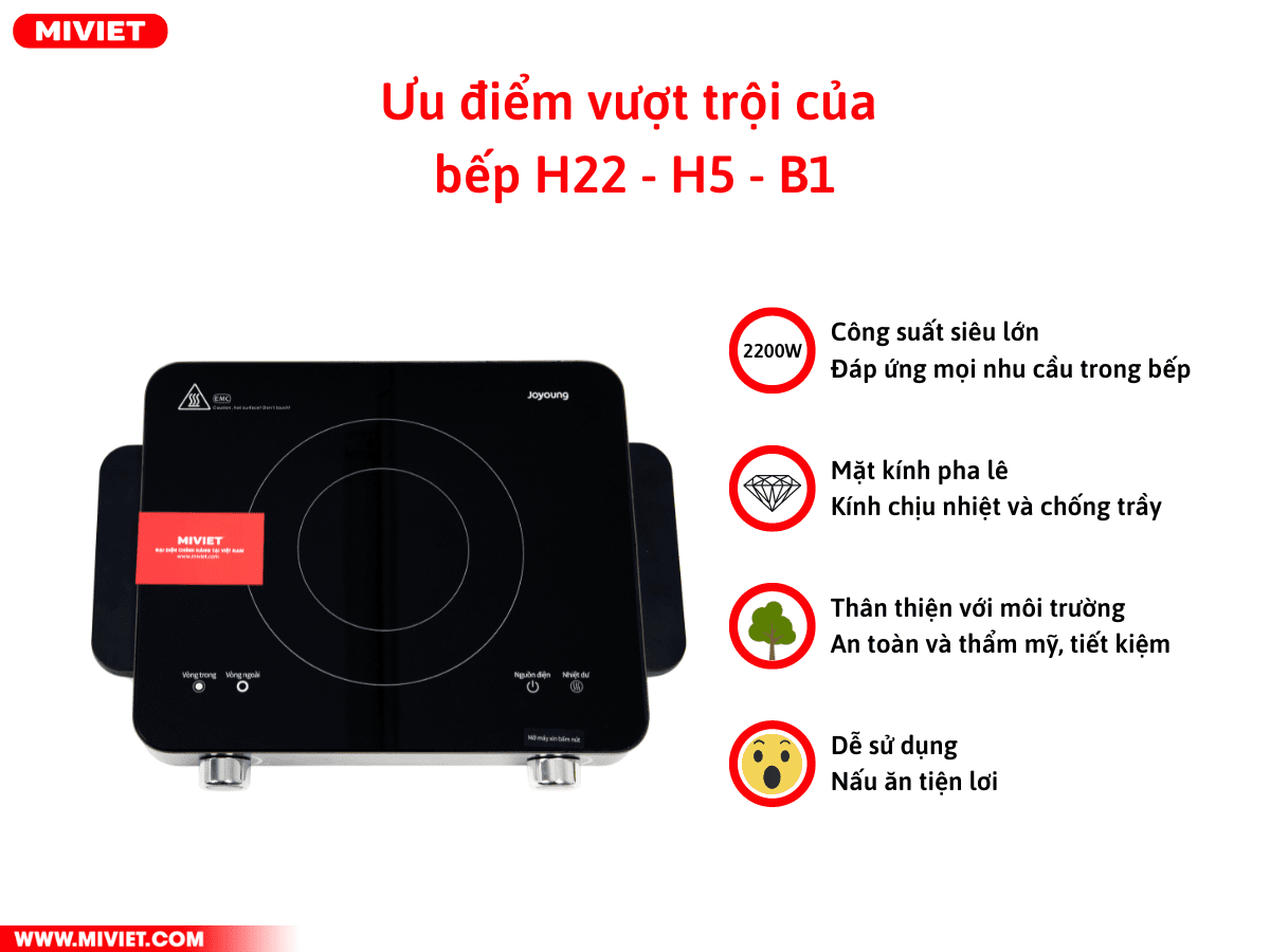 Bếp hồng ngoại Joyoung H22 - H5 - B1 Ưu điểm vượt trội của bếp H22 - H5 - B1