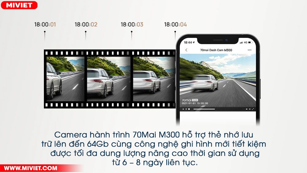 Camera hành trình 70Mai M300 - Quốc Tế - Chính hãng - BH 24 Tháng Hỗ trợ thẻ nhớ 64Gb – Công nghệ tiết kiệm dung lượng