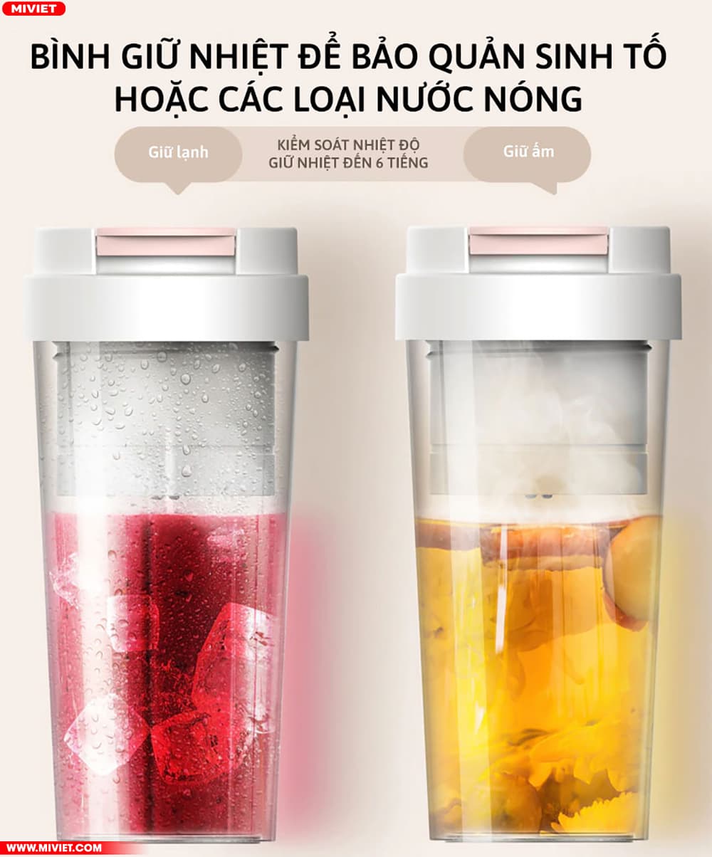 Máy xay sinh tố cầm tay Deerma NU90 Kiểm soát tốt nhiệt độ đồ uống trong 6 giờ