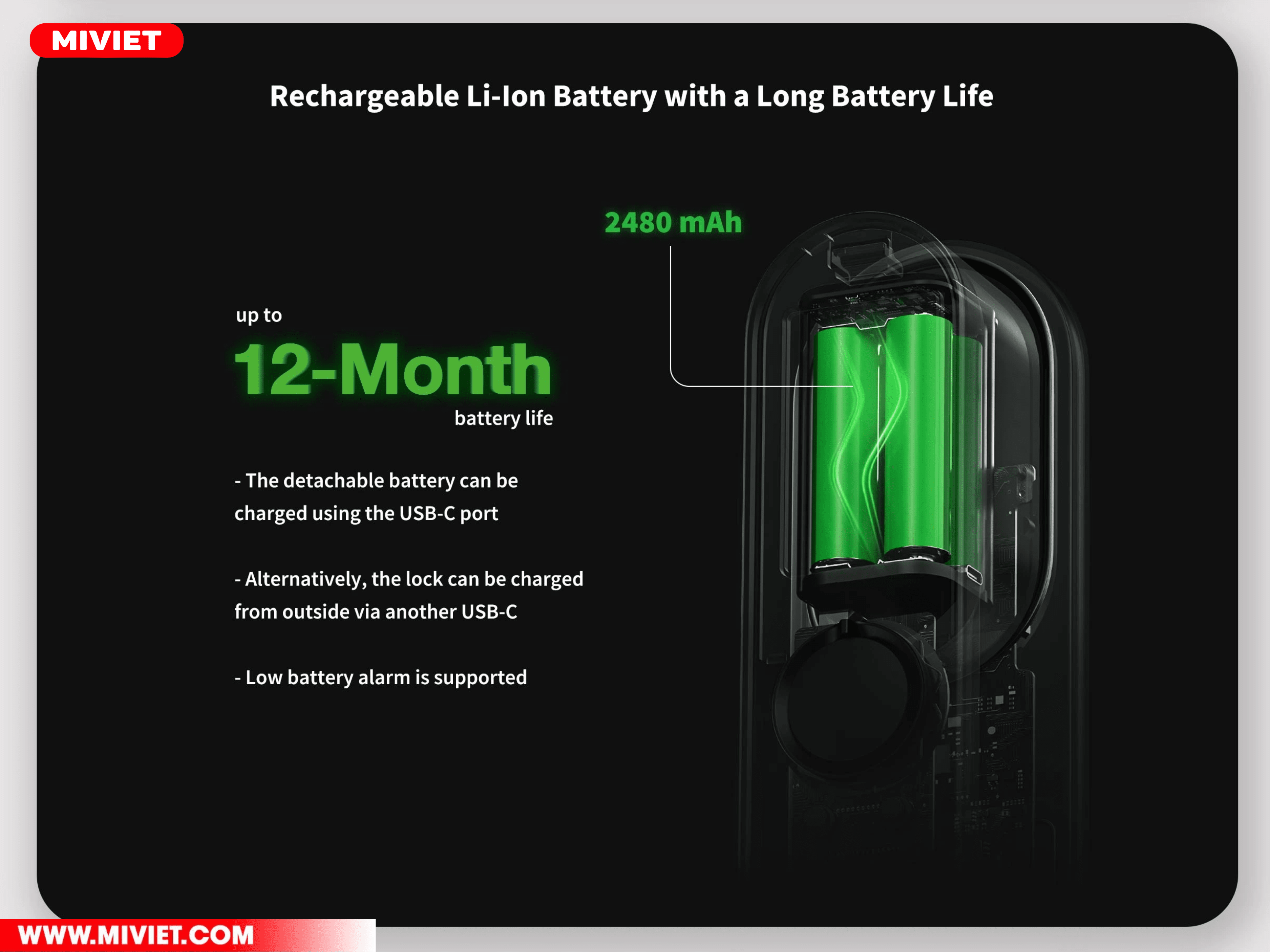 Khóa cửa thông minh Xiaomi Aqara D100 - Bản Quốc Tế - Đã bao gồm lắp đặt Thời lượng Pin sử dụng lên đến 12 tháng