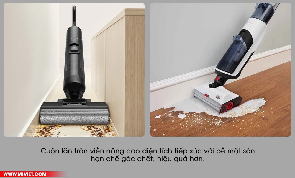 So sánh Dreame H12 Pro và Roborock Dyad Pro Cuộn lăn được thiết kế tràn viền