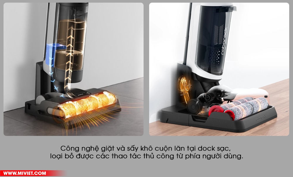 So sánh Dreame H12 Pro và Roborock Dyad Pro Giặt và sấy khô cuộn lăn tại dock sạc