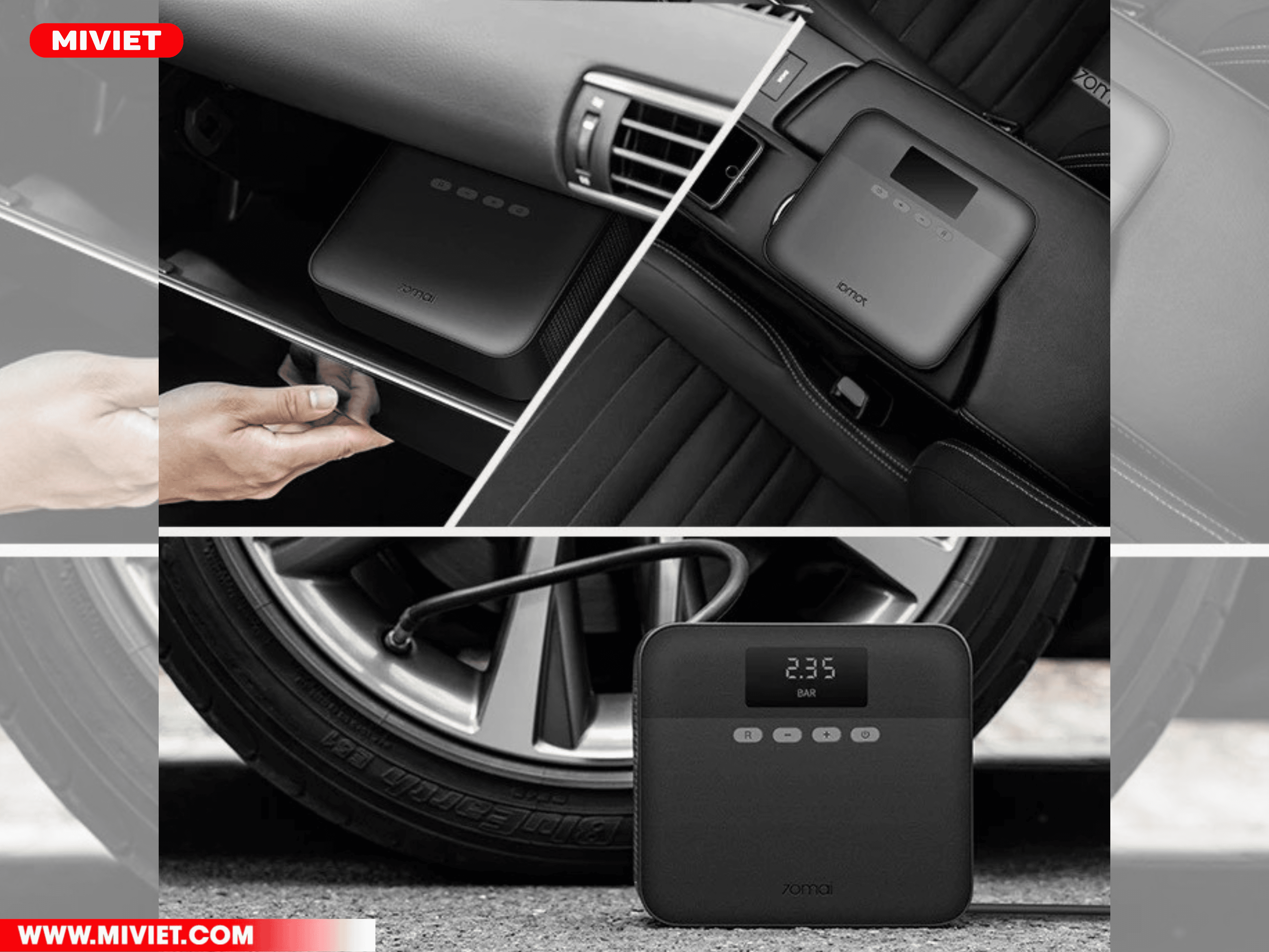 Máy bơm lốp xe ô tô Xiaomi 70Mai Midrive TP03 Không chiếm nhiều diện tích lưu trữ, tiện lợi