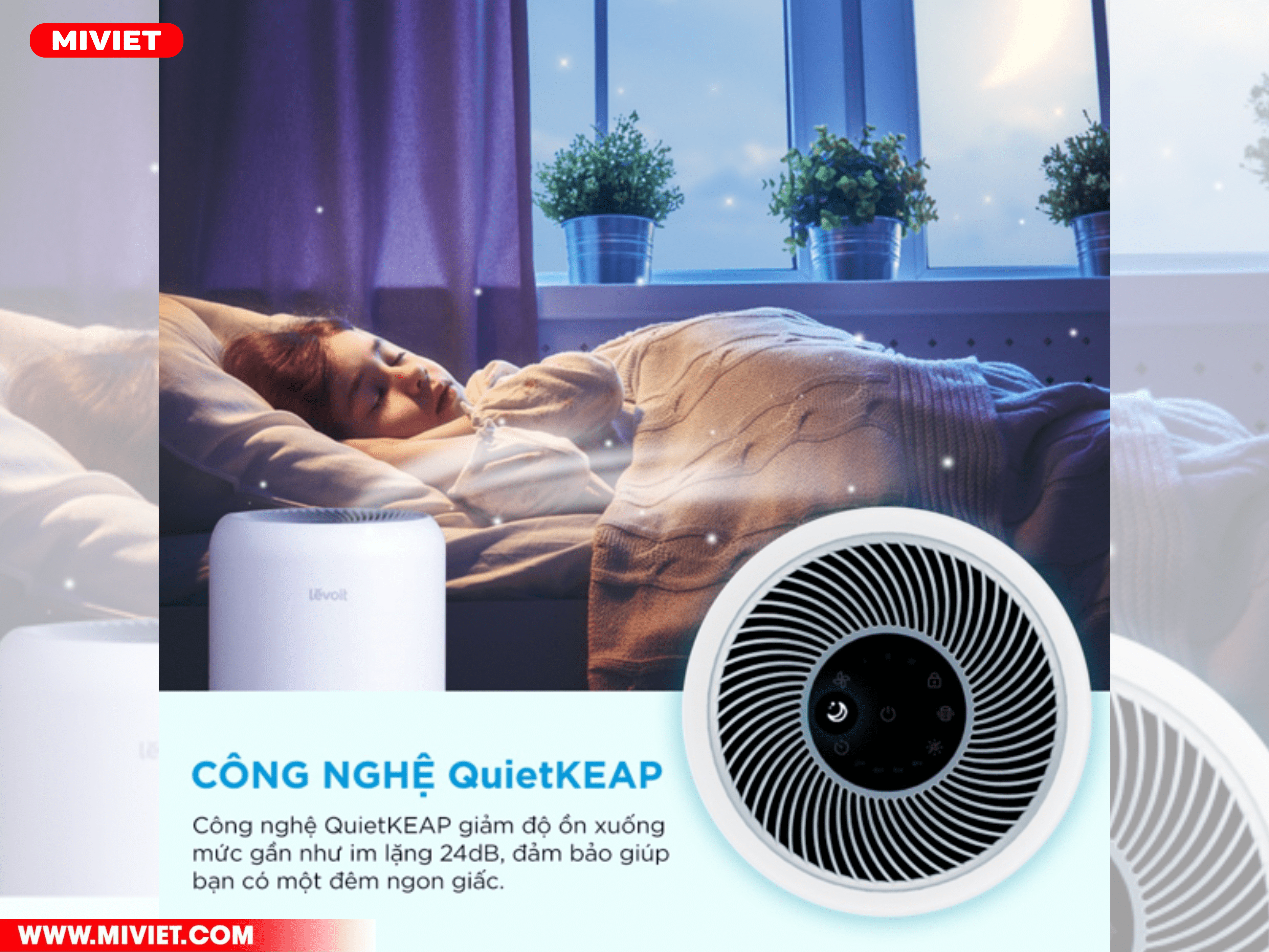 Máy Lọc Không Khí Levoit Core 300 - Top US Brand Purifier - BH 2 Năm Công nghệ QuietKEAP giúp giảm độ ồn