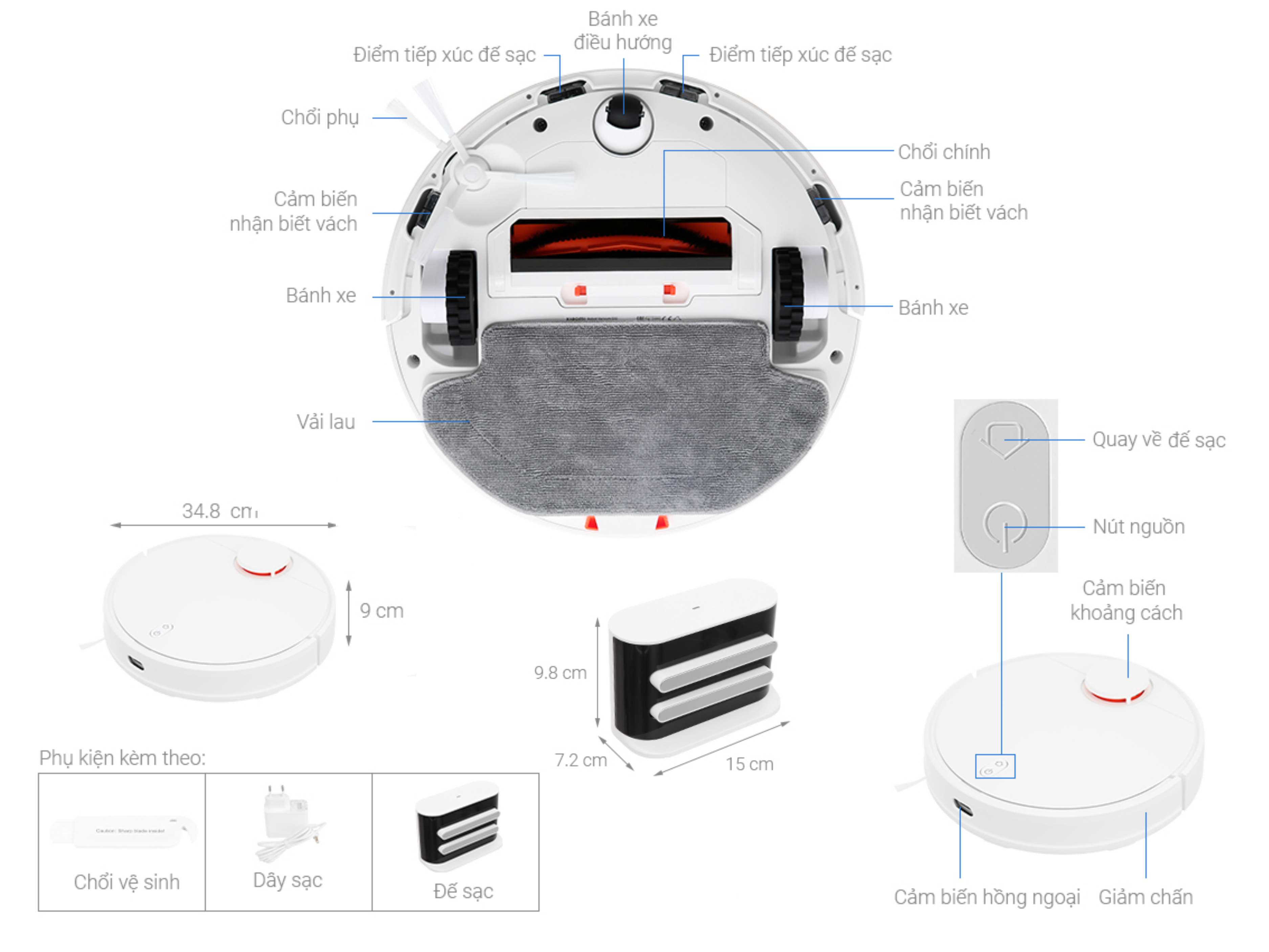 Robot Hút Bụi Lau Nhà Xiaomi Vacuum Mop S10 Thông số kỹ thuật của Robot hút bụi lau nhà Xiaomi Vacuum S10