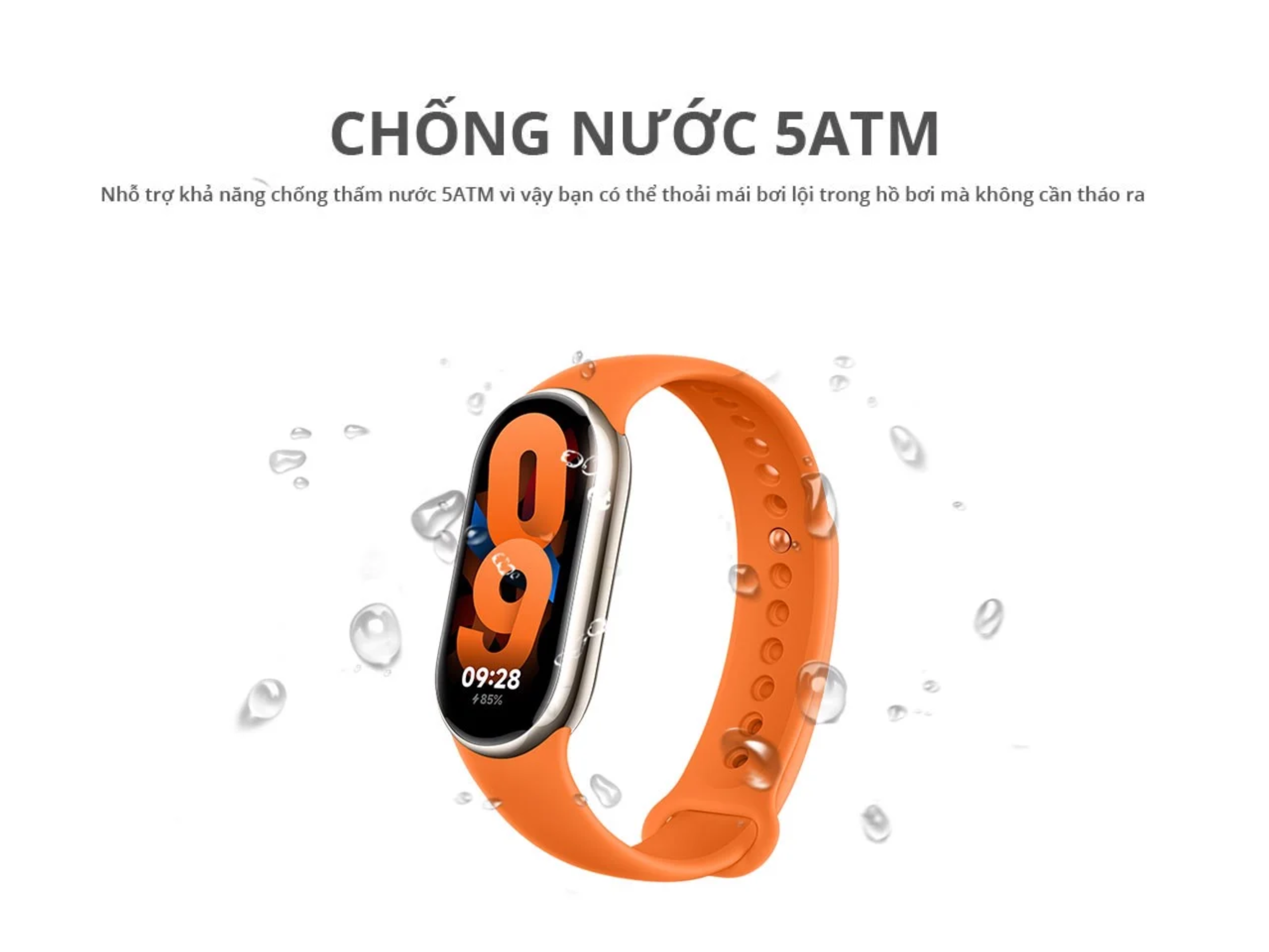 Vòng Đeo Tay Thông Minh Xiaomi Mi Band 8 - Chính Hãng Khả năng chống nước lên đến 5ATM
