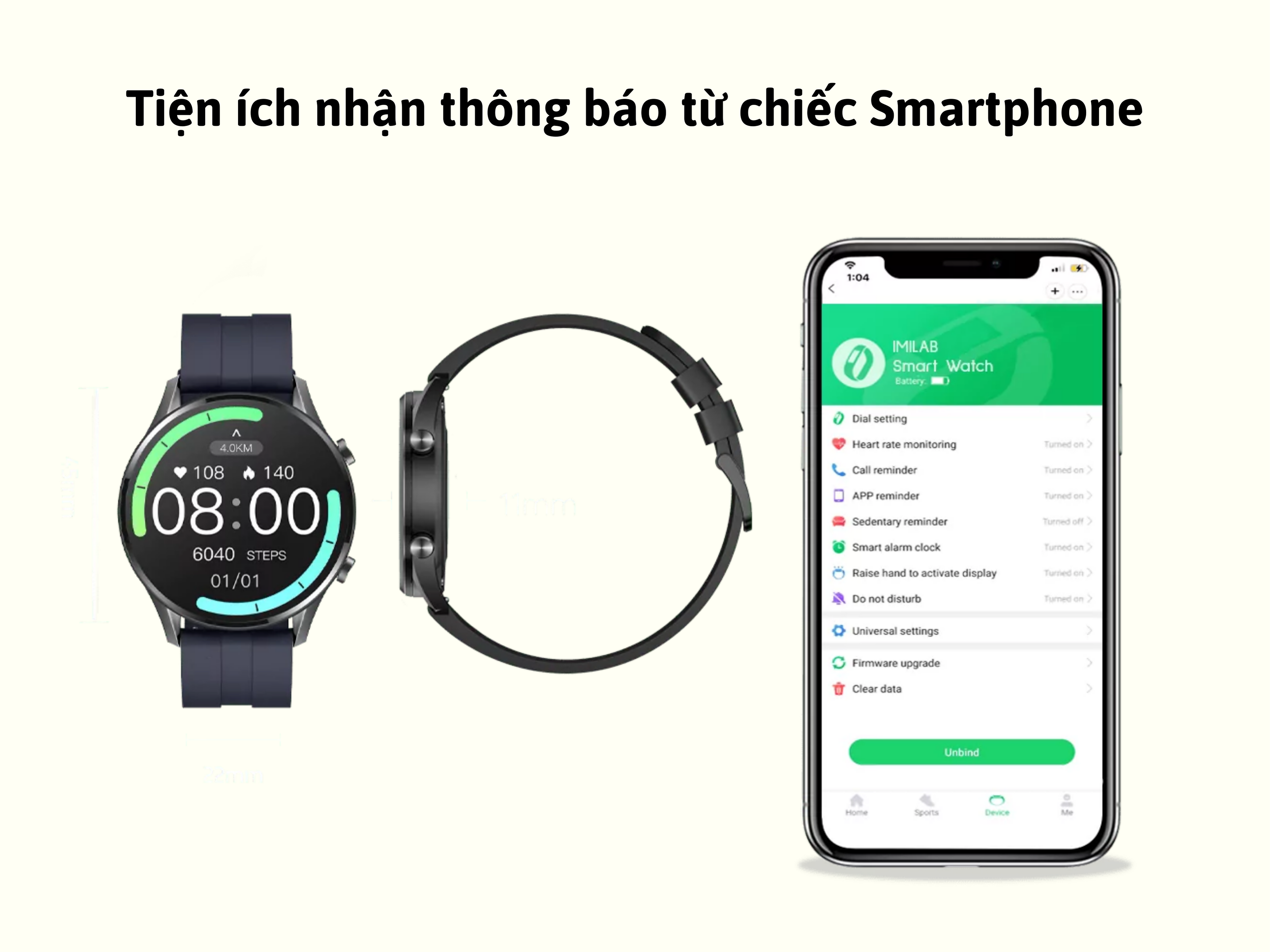 Đồng hồ Thông Minh Xiaomi Imilab W12 Tiện ích nhận thông báo từ chiếc SmartPhone