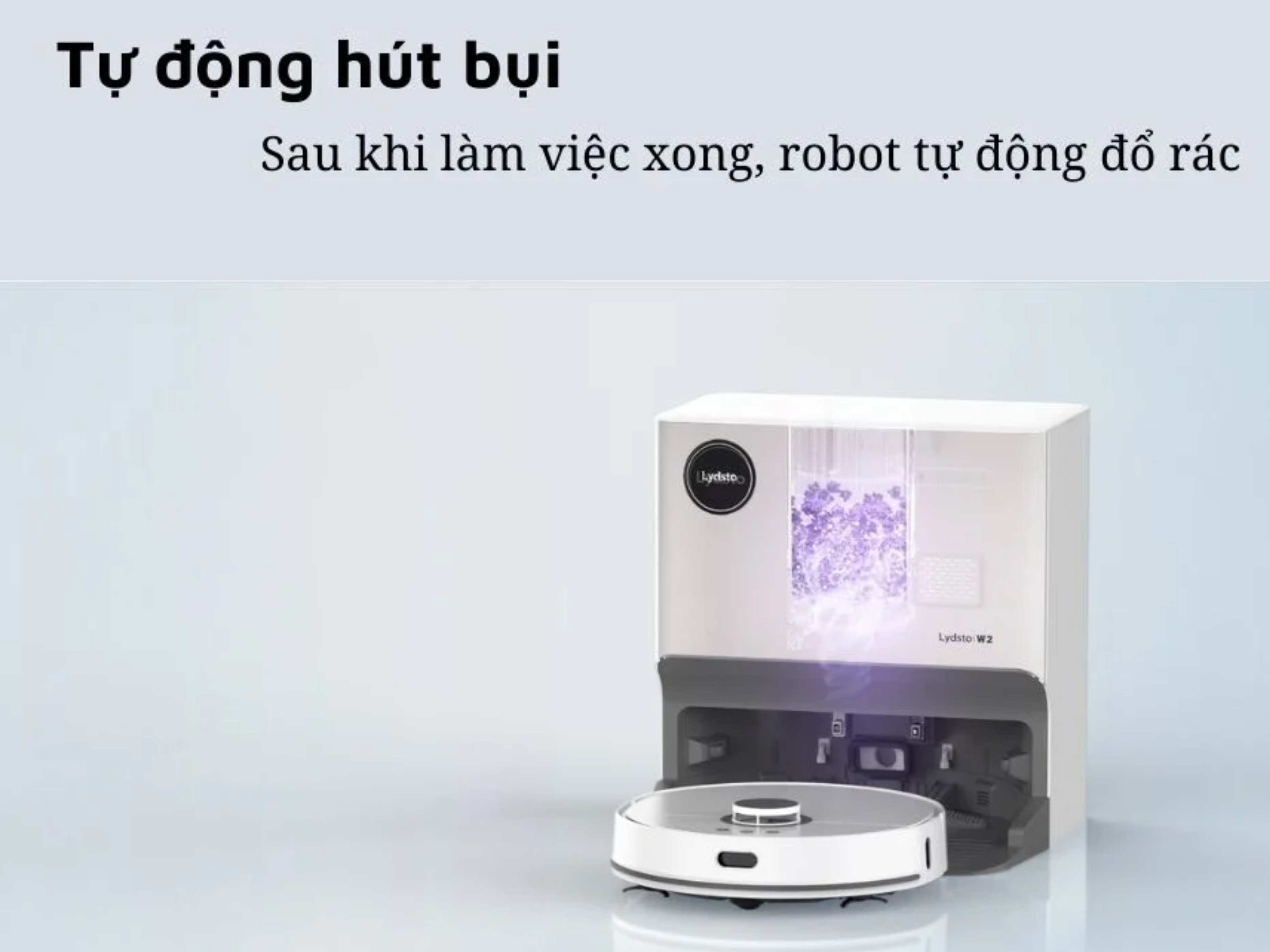 Robot Hút Bụi Lau Nhà Xiaomi Lydsto W2 - Quốc Tế - App Mihome - Tự động sấy nóng, giặt giẻ, khử khuẩn Bụi sẽ được dock hút sạch, bạn không cần vệ sinh thường xuyên