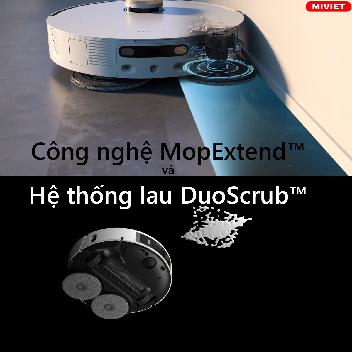 So sánh robot hút bụi lau nhà Dreame L20 Ultra và Dreame L10s Ultra Công nghệ Mob Extend và Duo Scrub trên L20 Ultra
