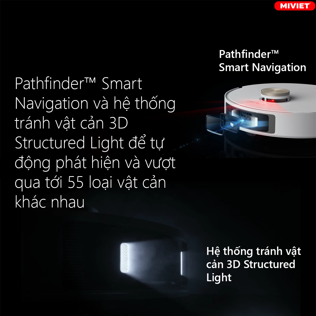 So sánh robot hút bụi lau nhà Dreame L20 Ultra và Dreame L10s Ultra Nhận diện vật cản thông minh bằng Pathfinder™ Smart Navigation và hệ thống tránh vật cản 3D Structured Light