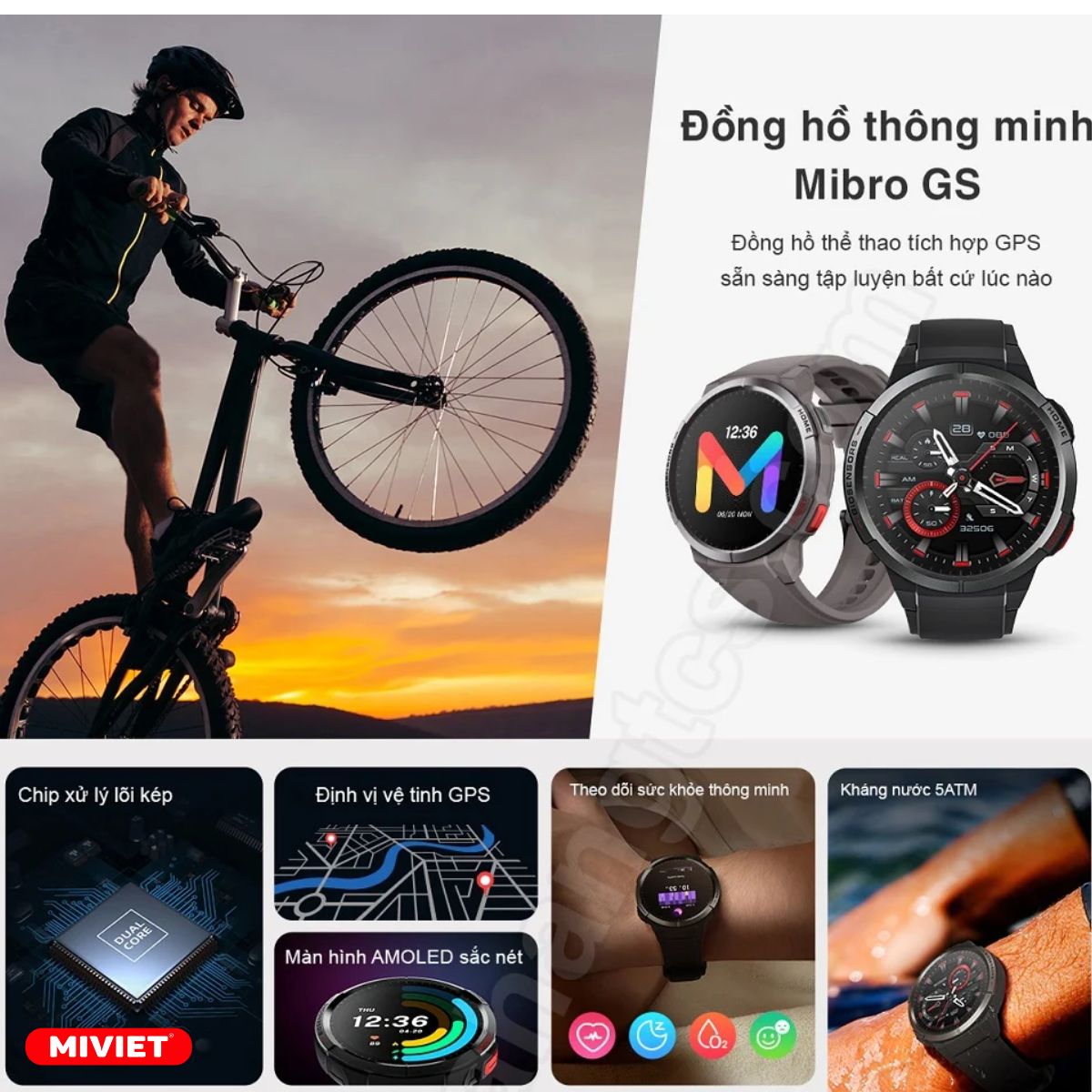 Đồng Hồ Thông Minh Xiaomi Mibro GS - BH 12 tháng - Chính Hãng - Full VAT Công suất pin lên đến 24 giờ