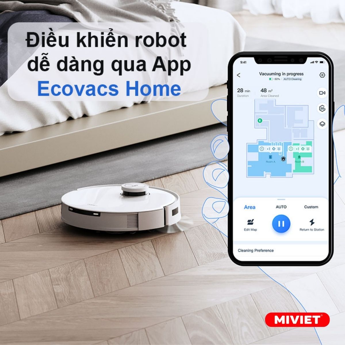 Robot hút bụi lau nhà Ecovacs T10 Turbo - Quốc Tế - BH 24 Tháng Kết nối tương tác với các thiết bị thông minh