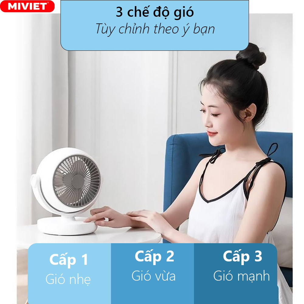 Quạt Tích Điện Mini Để Bàn Lydsto XD-ZMXHS02 - BH 3 Tháng 3 cấp độ gió tùy chỉnh, mang lại sự dễ chịu cho người sử dụng