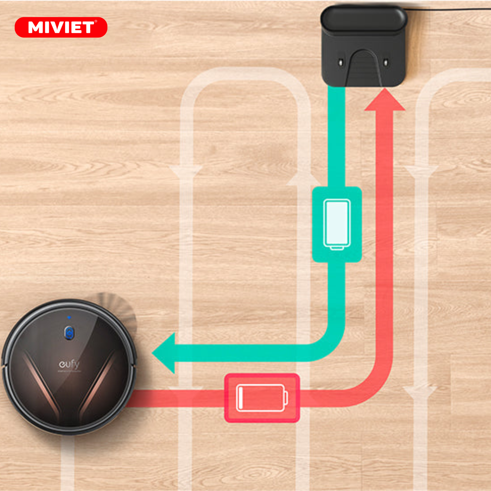 Robot Hút Bụi Lau Nhà Eufy Robovac G20 Hybrid - Bản Quốc Tế - BH 12 Tháng Tự động quay vê Dock sạc khi pin yếu