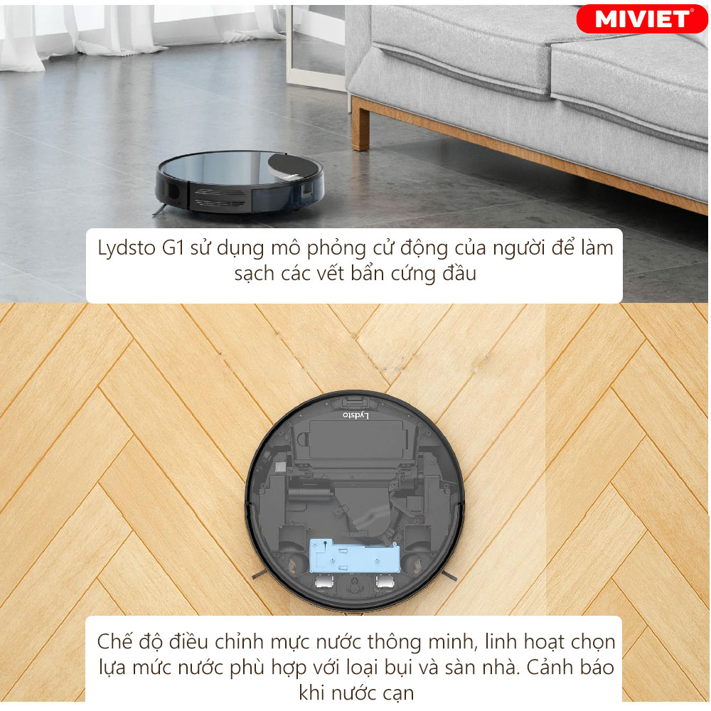 Robot Hút Bụi lau nhà Lydsto G1 - Bản Quốc Tế - BH 12 Tháng Mô phỏng lau nhà thủ công, thùng Nước Điện Tử 3 Cấp Điều Chỉnh
