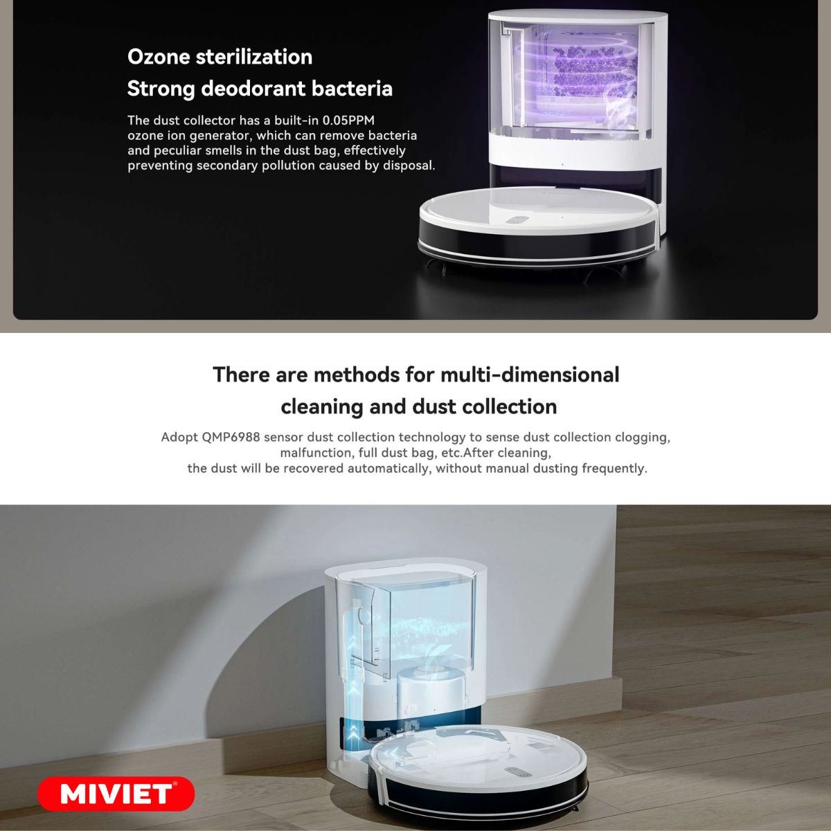 Robot hút bụi lau nhà Lydsto G2- Bản Quốc Tế - BH 12 Tháng Trạm sạc từ động thu dọn bụi