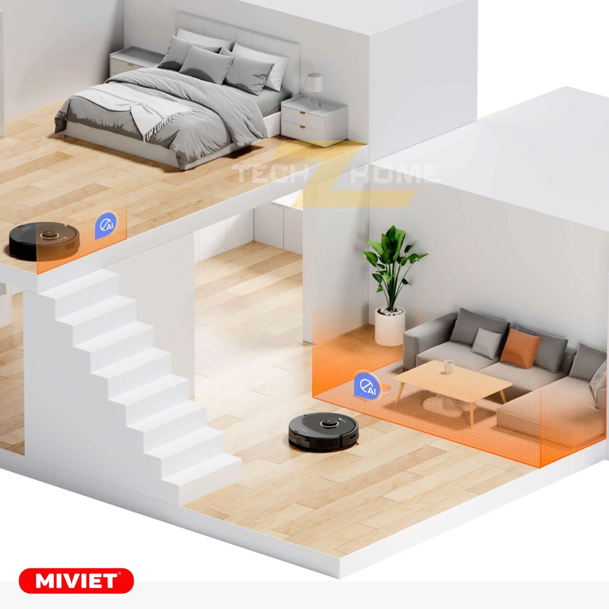 Robot hút bụi lau nhà Roborock Q8 Max Hệ thống bản đò đa tầng