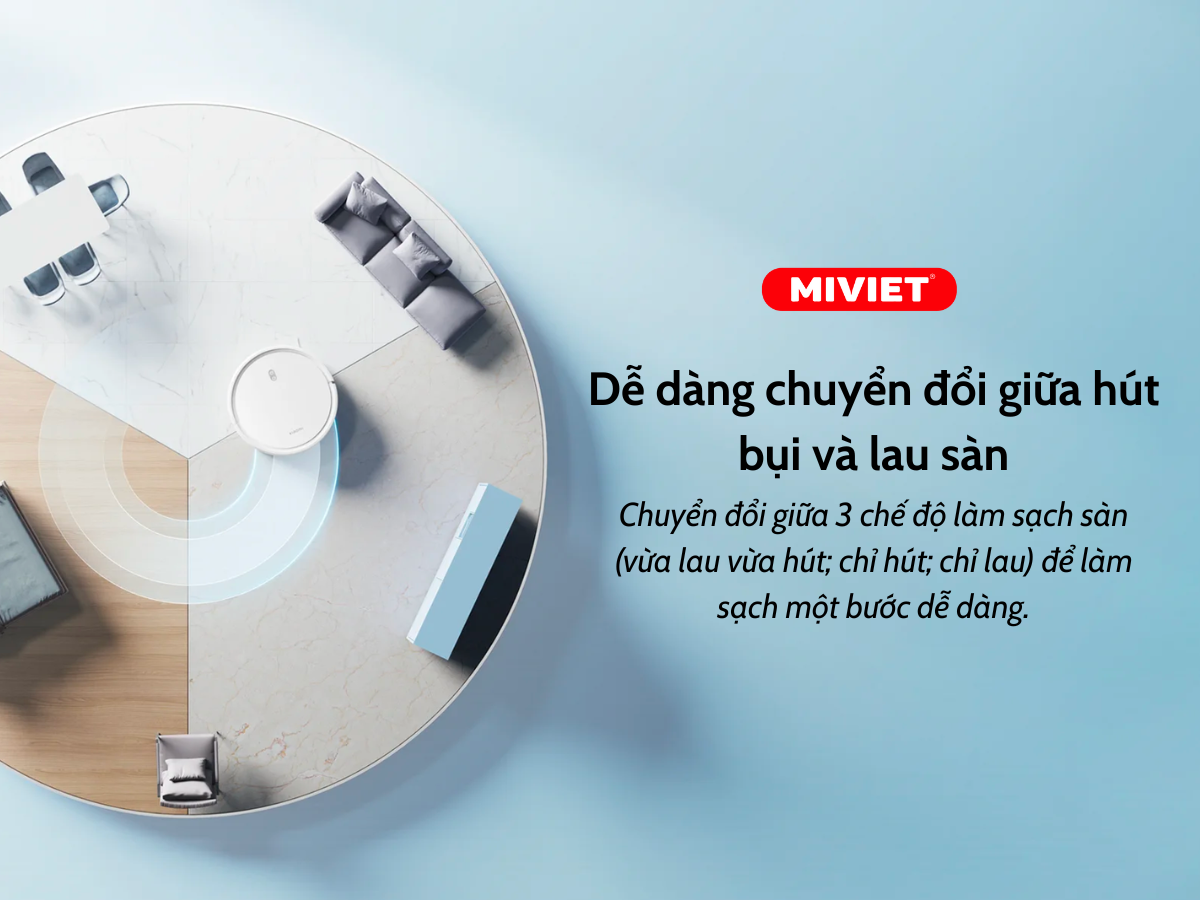 Robot hút bụi lau nhà Xiaomi Vacuum E10 Dễ dàng chuyển đổi giữa hút bụi và lau nhà