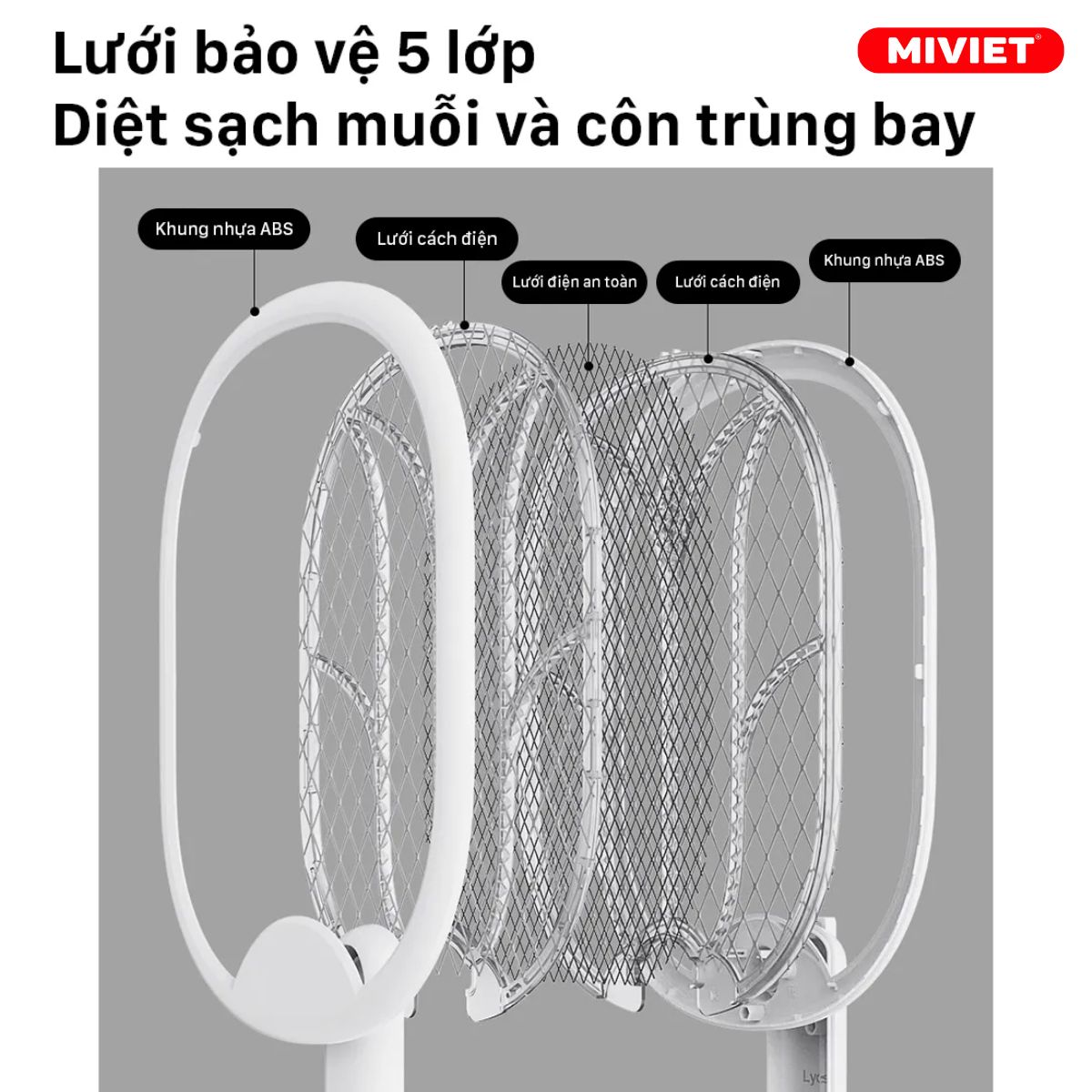 Vợt bắt muỗi LYDSTO XD-DWP01 Lưới bảo vệ 5 cấp, an toàn cho người dùng