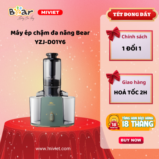 Máy ép chậm đa năng Bear YZJ-D01Y6 - Hàng chính hãng - Tiếng Anh/Việt - BH 18 tháng - Full VAT