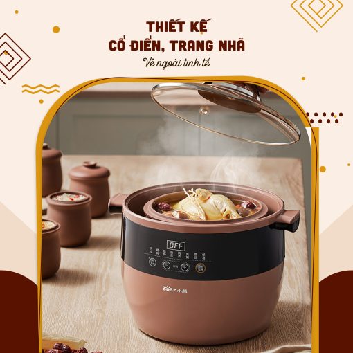 Nồi nấu chậm Bear DDZ-B45Z1 - Dung tích 4.5L - Hàng chính hãng - Tiếng Anh/Việt - BH 18 tháng - Full VAT