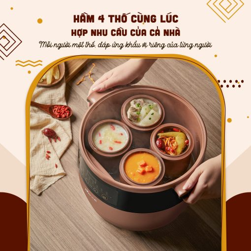 Nồi nấu chậm Bear DDZ-B45Z1 - Dung tích 4.5L - Hàng chính hãng - Tiếng Anh/Việt - BH 18 tháng - Full VAT