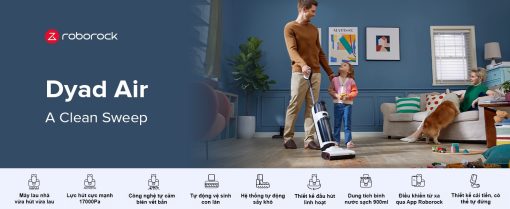 Máy hút bụi lau nhà không dây - Khô và ướt Roborock Dyad Air
